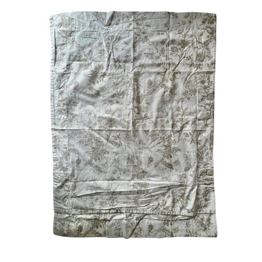 Ikea Floral queen Pillow Sham 34" X 25.5" Olive Green On White Cotton - Picture 6 of 11